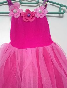 Kids Costumes to Hire - Cerise pink dress with 3 flowers